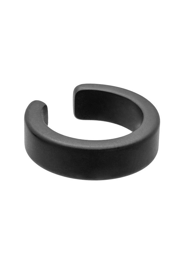 Matte black 4.1 mm stainless steel ear cuff with modern finish.