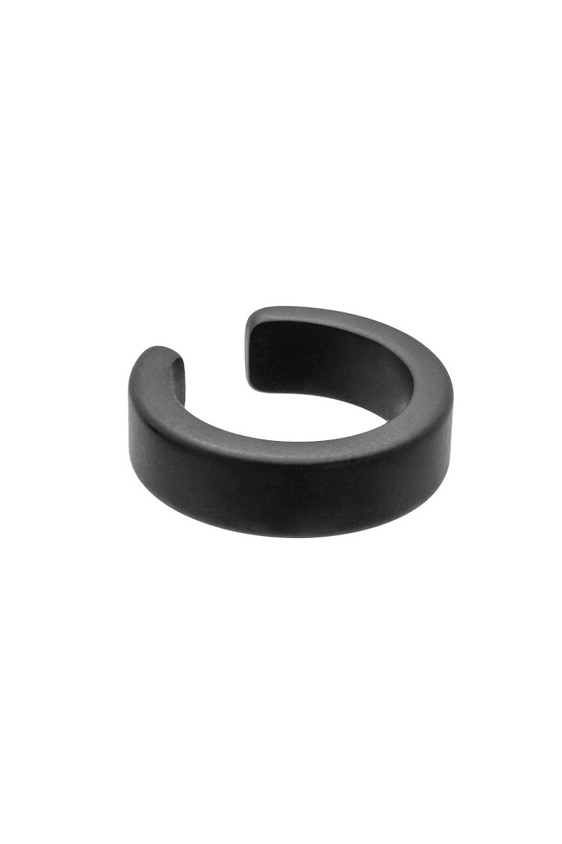 Matte black 4.1 mm stainless steel ear cuff with modern finish.