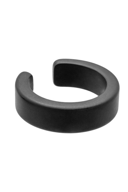 Matte black 4.1 mm stainless steel ear cuff with modern finish.