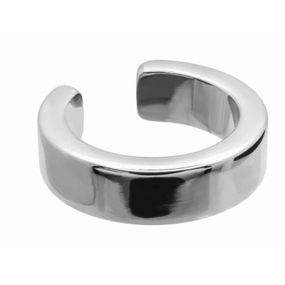 Silver 4.1 mm stainless steel ear cuff with polished shiny finish.