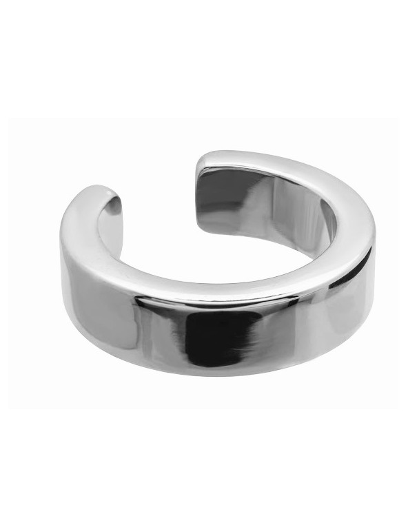 Silver 4.1 mm stainless steel ear cuff with polished shiny finish.