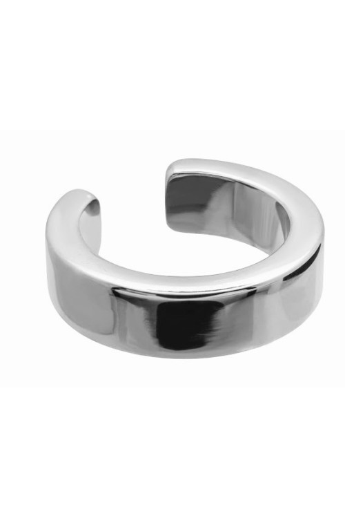 Silver 4.1 mm stainless steel ear cuff with polished shiny finish.