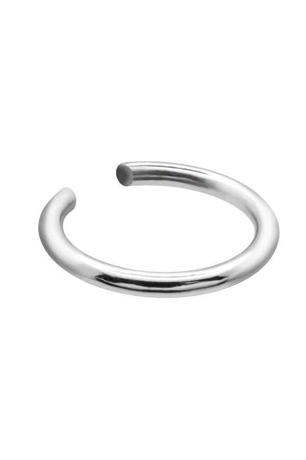 Silver stainless steel ear cuff with a polished finish.