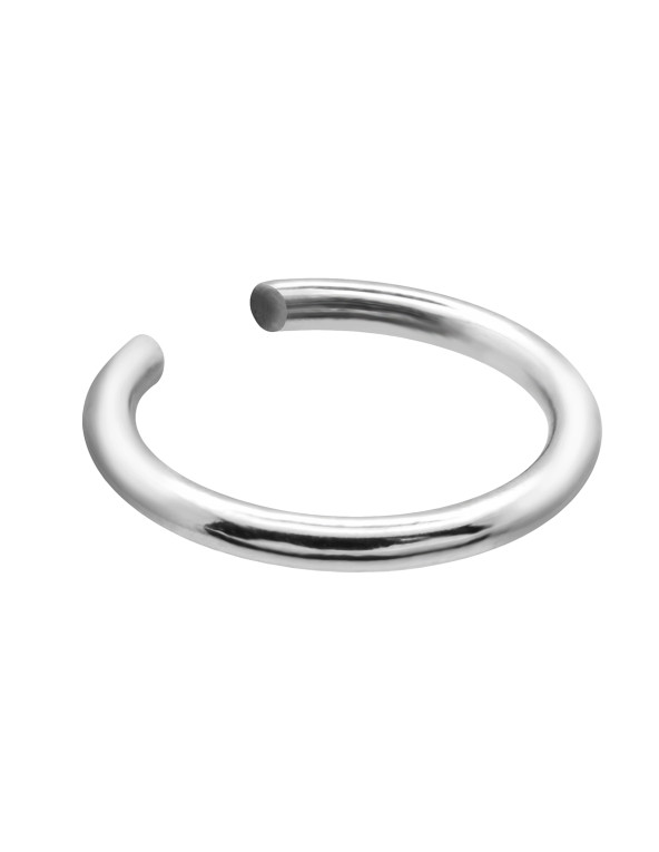 Silver stainless steel ear cuff with a polished finish.