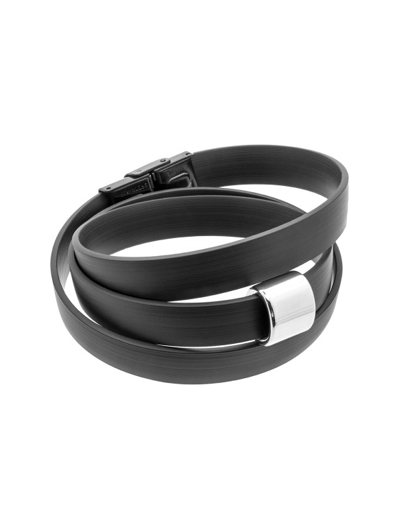 Men's rubber bracelet, shiny steel element