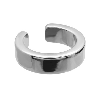 Men’s silver stainless steel ear cuff with a raw, minimalist design.