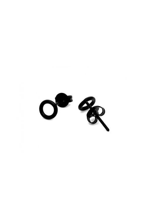 Men’s matte black stainless steel hoop earrings with a bold, minimalist finish.