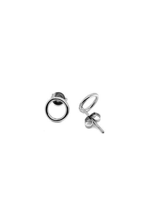 Men’s silver stainless steel hoop earrings with a polished, minimalist finish.