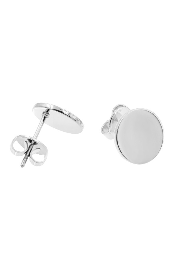 Men’s silver stainless steel disc earrings | moora.eu