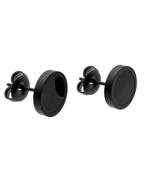 Men's black stainless steel earrings