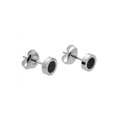 Stainless steel earrings with black eyelet