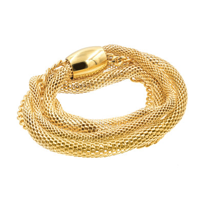 Gold stainless steel bracelet made of combined chains