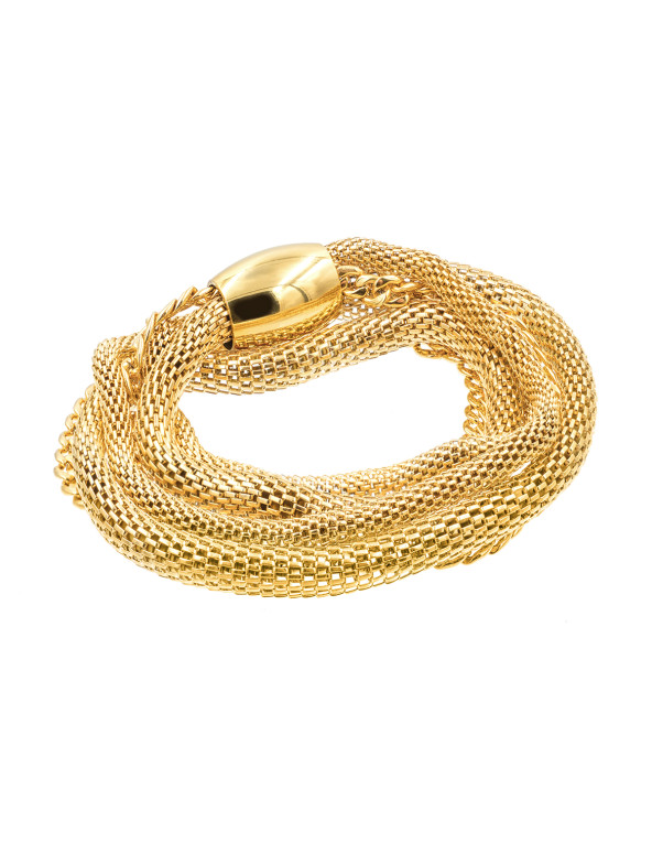 Gold stainless steel bracelet made of combined chains