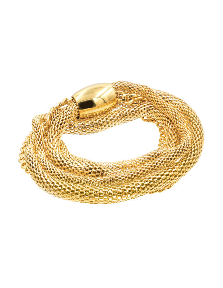 Gold stainless steel bracelet made of combined chains