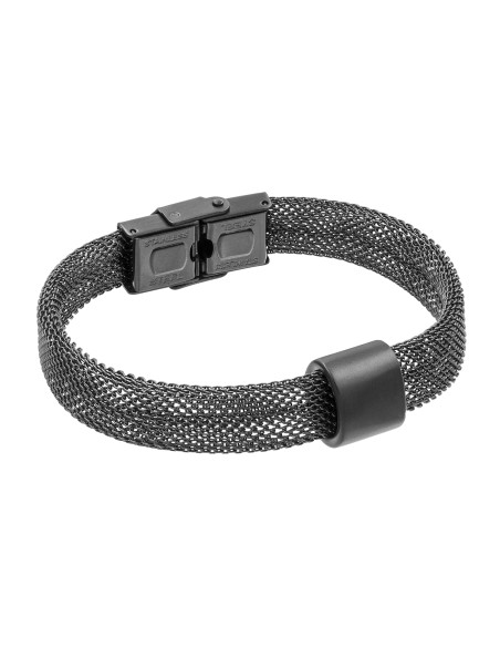 Black matte stainless steel bracelet with a delicate design detail.