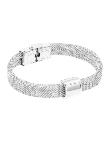 Silver stainless steel choker necklace with a shiny polished finish.
