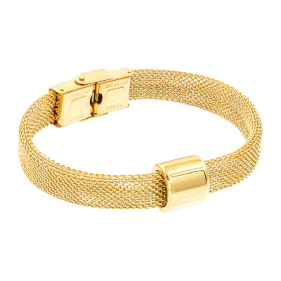 Gold stainless steel choker necklace with a polished finish.