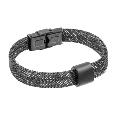 Black matte stainless steel choker necklace with a refined minimalist finish.