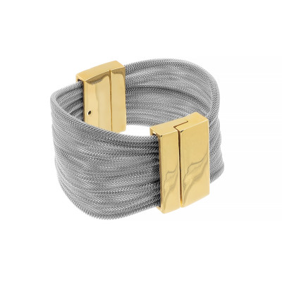 Bracelet made of stainless steel mesh with a gold-plated magnetic clasp – handcrafted.