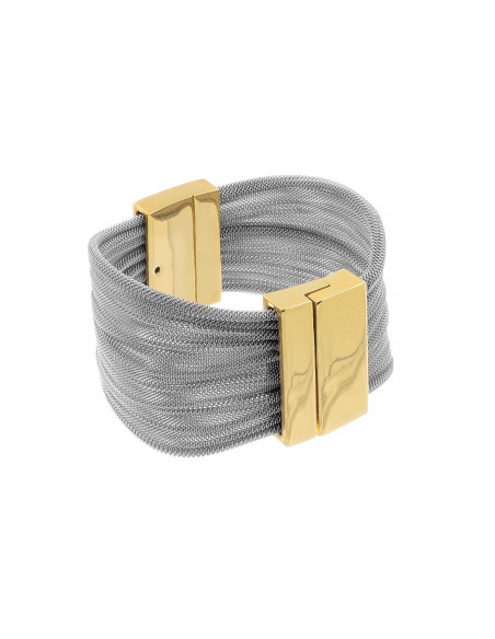 Bracelet made of stainless steel mesh with a gold-plated magnetic clasp – handcrafted.