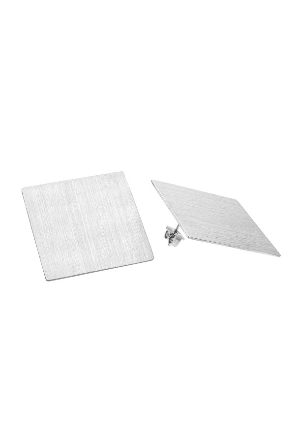 Satin stainless steel square earrings with soft matte finish