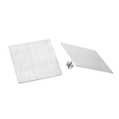Satin stainless steel square earrings with soft matte finish