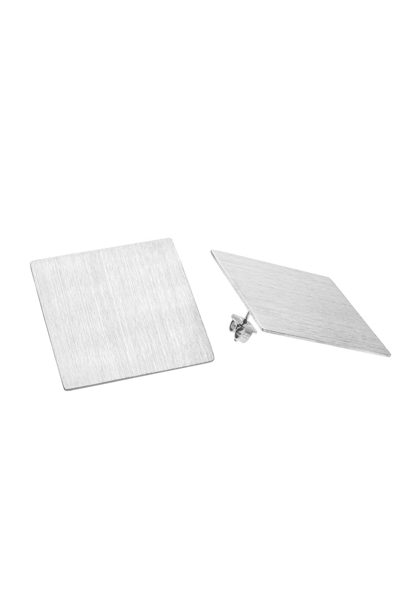 Satin stainless steel square earrings with soft matte finish