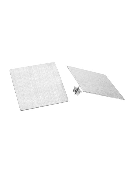 Satin stainless steel square earrings with soft matte finish