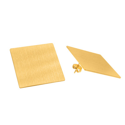 Old gold stainless steel square earrings with elegant geometric design