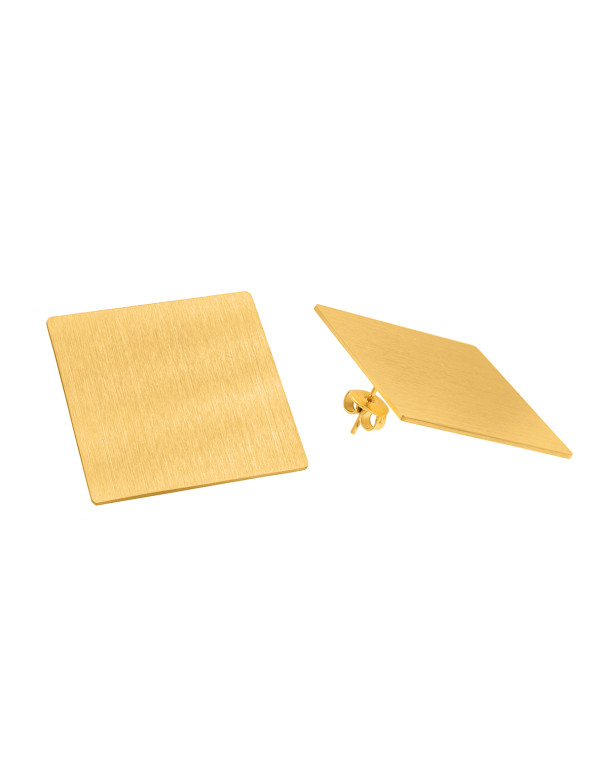 Old gold stainless steel square earrings with elegant geometric design