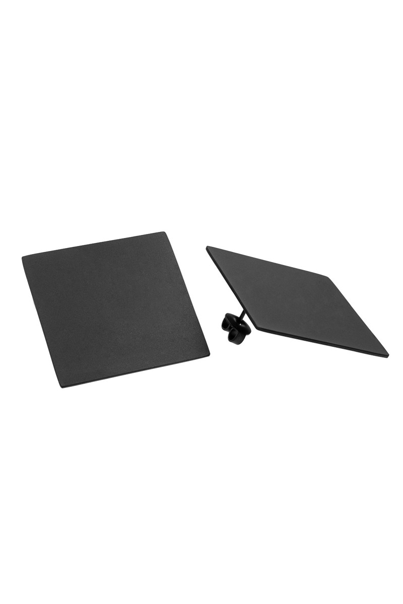 Black matte stainless steel square earrings with geometric design