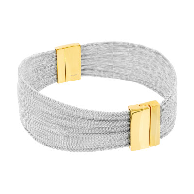 Gold stainless steel choker with fine steel mesh and magnetic clasp
