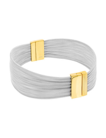 Gold stainless steel choker with fine steel mesh and magnetic clasp
