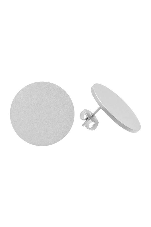 Hoop earrings made of satin-finished stainless steel with stud fastening