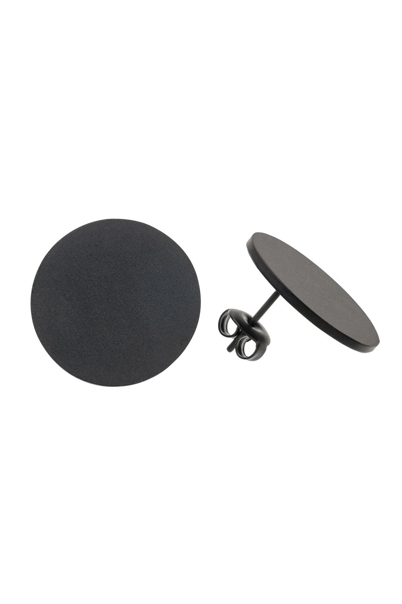 Minimalist hoop earrings in matt black stainless steel | moora.eu