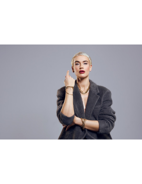 Gold stainless steel bracelet made of combined chains