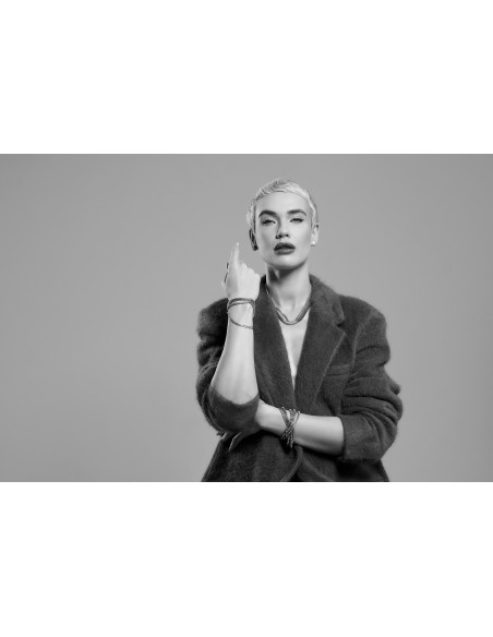 Stainless steel bracelet with three chain strands