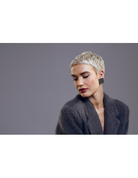 Satin stainless steel square earrings with soft matte finish