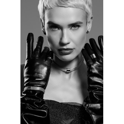 Gold stainless steel choker necklace with a polished finish. 2