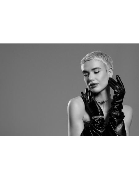 Gold stainless steel choker necklace with a polished finish.