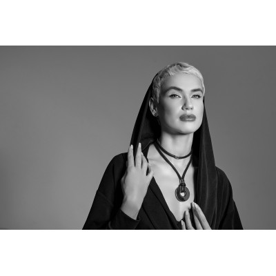 Silver stainless steel hoop earrings with stud closure. 2