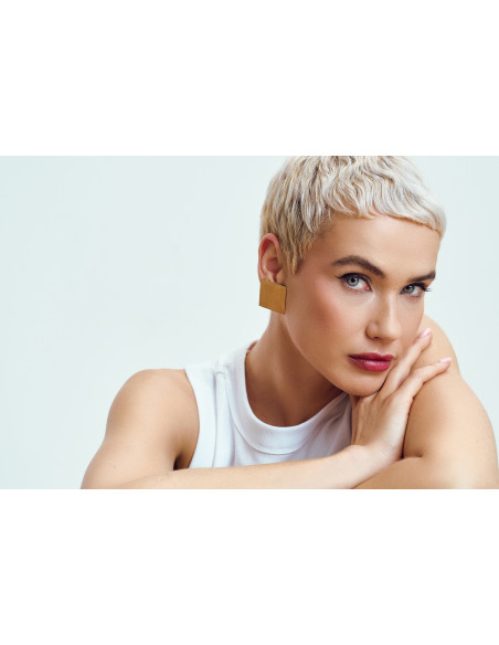 Old gold stainless steel square earrings with elegant geometric design