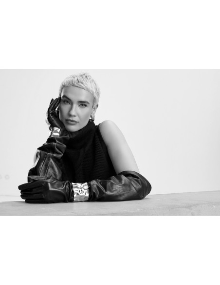 Crumpled stainless steel plate stud earrings