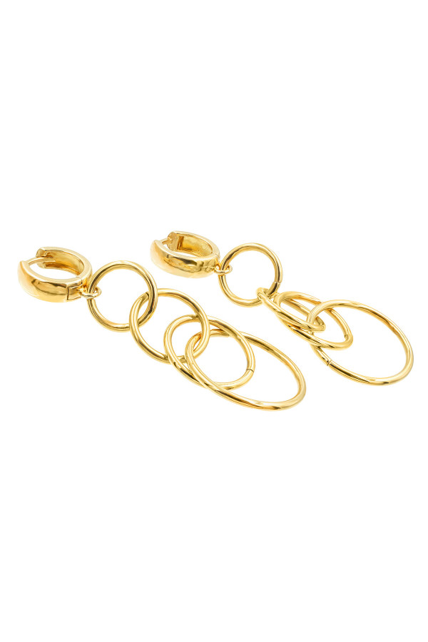 Long gold hoop earrings made of stainless steel and gold-plated sterling silver