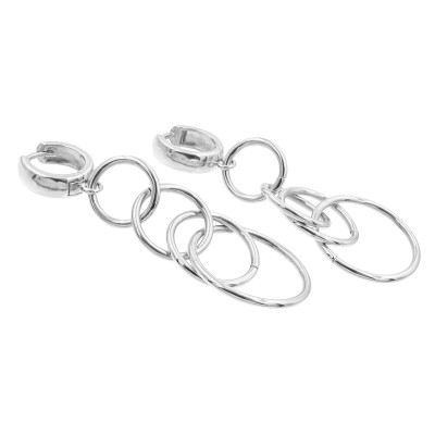 Long silver hoop earrings made of stainless steel and sterling silver
