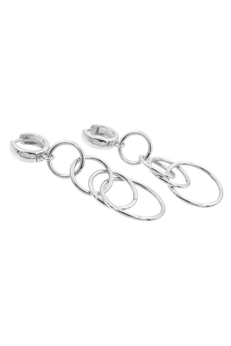Long silver hoop earrings made of stainless steel and sterling silver