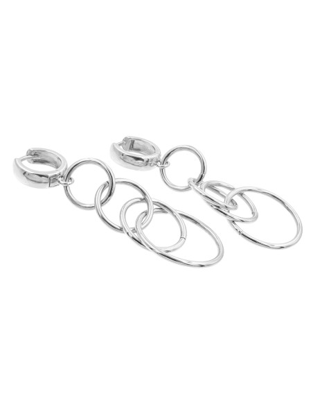Long silver hoop earrings made of stainless steel and sterling silver