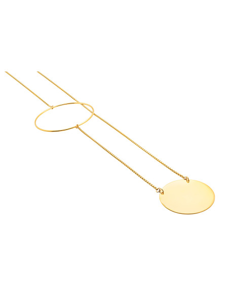 Long gold-plated stainless steel necklace with geometric circles