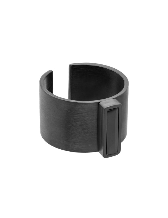 Men’s black stainless steel signet ring – bold design, adjustable size