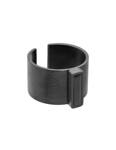 Men’s black stainless steel signet ring – bold design, adjustable size